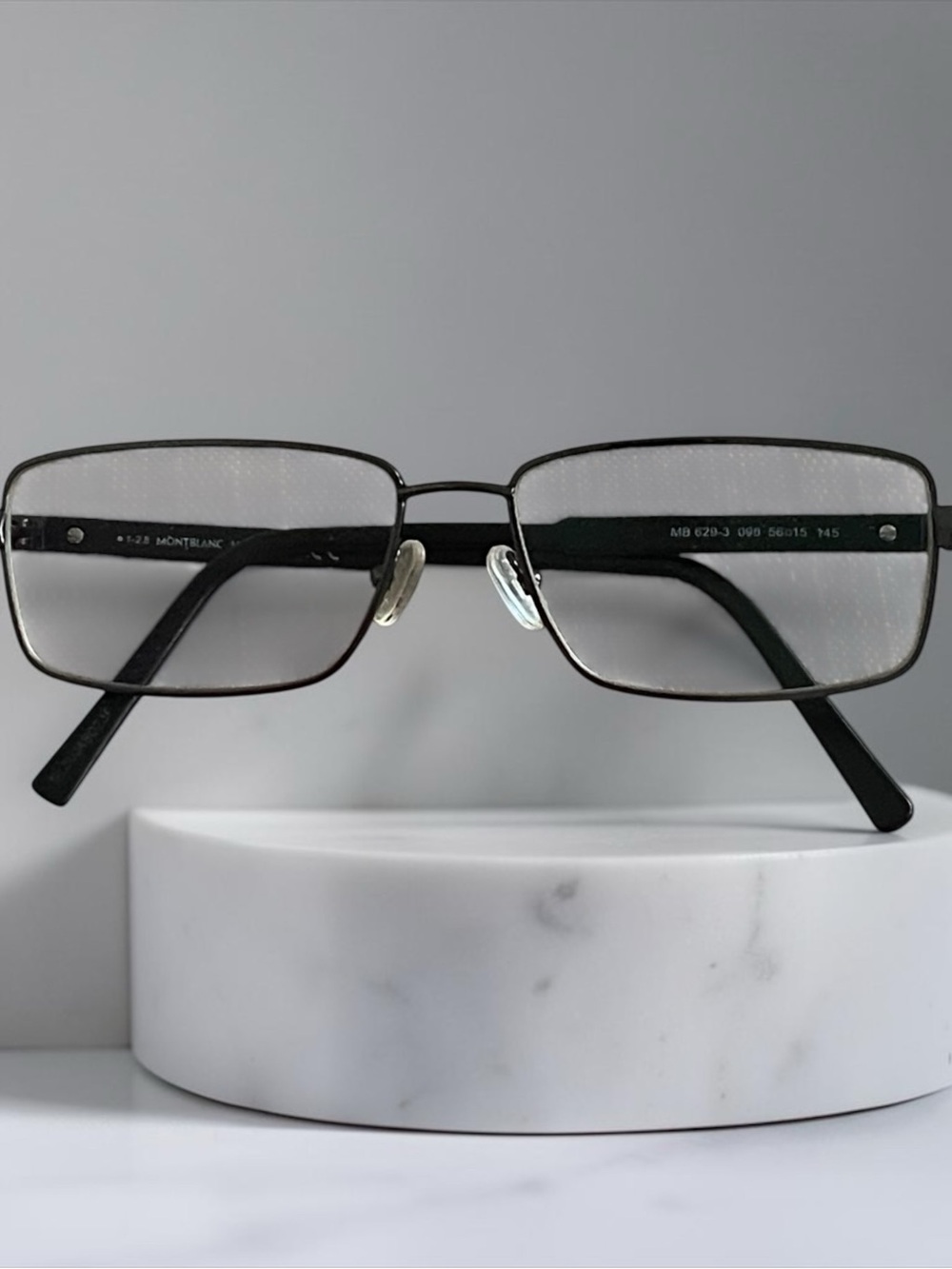 Montblanc Men’s Black Rectangular Metal Frame Glasses